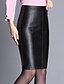 cheap Women&#039;s Skirts-Women&#039;s Daily Plus Size PU Bodycon Skirts - Solid Colored Split Winter Black M L XL