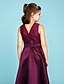 cheap Junior Bridesmaid Dresses-Princess Asymmetrical Jewel Neck Satin Junior Bridesmaid Dresses&amp;Gowns With Sash / Ribbon See Through Kids Wedding Guest Dress 4-16 Year