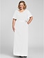 cheap Special Occasion Dresses-Sheath / Column Elegant Dress Formal Evening Wedding Party Floor Length Short Sleeve Cowl Neck Chiffon with Beading Side Draping 2023