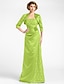 cheap Mother of the Bride Dresses-Sheath / Column Mother of the Bride Dress Wrap Included Strapless Straight Neckline Floor Length Satin Beaded Lace 3/4 Length Sleeve with Beading Side Draping Flower 2023