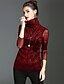 cheap Women&#039;s Blouses &amp; Shirts-Women&#039;s Holiday / Going out Vintage / Street chic T-shirt - Solid Colored Turtleneck Wine L