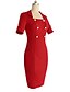cheap Work Dresses-Work Vintage Slim Sheath Dress Solid Colored Black Square Neck Summer Cotton Black Red L XL XXL