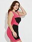 cheap Plus Size Dresses-Women&#039;s Plus Size Club Cotton Bodycon Dress - Color Block Mini Deep U