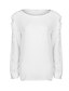 preiswerte Tops für Frauen in Übergrößen-Damen T Shirt Einfarbig Rundhalsausschnitt Weiß Täglich Ausgehen Bekleidung Strassenmode Casual / Winter / Langarm