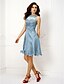 cheap Special Occasion Dresses-A-Line Plus Size Dress Holiday Knee Length Sleeveless Illusion Neck Organza with Buttons Appliques 2022