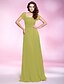 cheap Special Occasion Dresses-Sheath / Column Elegant Prom Formal Evening Military Ball Dress Square Neck Short Sleeve Floor Length Chiffon with Pleats Ruched Draping 2020