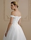זול שמלות כלה-אולם שמלות חתונה נשף סירה מתחת לכתפיים שרוולים קצרים שובל קורט תחרה שמלות כלה עם חרוזים אפליקציות 2023