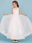 cheap Junior Bridesmaid Dresses-Princess Ankle Length Crew Neck Lace Over Tulle Junior Bridesmaid Dresses&amp;Gowns With Sash / Ribbon Open Back Kids Wedding Guest Dress 4-16 Year