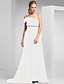 cheap Special Occasion Dresses-Sheath / Column Elegant Prom Formal Evening Dress One Shoulder Short Sleeve Sweep / Brush Train Chiffon with Ruched Beading 2022