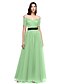 cheap Special Occasion Dresses-A-Line Celebrity Style Prom Formal Evening Dress Off Shoulder Short Sleeve Floor Length Tulle with Sash / Ribbon Criss Cross 2020