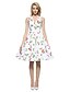 cheap Women&#039;s Dresses-Women&#039;s Plus Size Party Club Vintage Sheath Swing Dress - Floral Backless Halter Neck Cotton White S M L XL