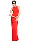 cheap Special Occasion Dresses-Sheath / Column Jewel Neck Floor Length Jersey Dress with Split Front by TS Couture®