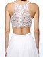 cheap Wedding Dresses-Wedding Dresses Sweep / Brush Train A-Line Sleeveless Bateau Neck Chiffon With Beading Sequin 2023 Bridal Gowns