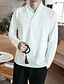 billige mænds fritidsskjorter-Herre Skjorte Ensfarvet Plusstørrelser V-hals Daglig Langærmet Toppe Kineseri Hvid Sort