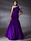 cheap Evening Dresses-Mermaid / Trumpet Elegant Dress Prom Formal Evening Floor Length Sleeveless One Shoulder Taffeta with Side Draping 2024