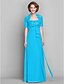 cheap Mother of the Bride Dresses-Sheath / Column Mother of the Bride Dress Wrap Included Strapless Floor Length Chiffon Lace Short Sleeve with Beading Appliques 2023