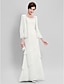 cheap Mother of the Bride Dresses-Sheath / Column Mother of the Bride Dress Wrap Included Scoop Neck Floor Length Chiffon Long Sleeve with Beading 2022