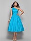 cheap Cocktail Dresses-A-Line Minimalist Elegant Cocktail Party Wedding Party Dress One Shoulder Sleeveless Tea Length Taffeta with Sash / Ribbon 2020