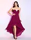 cheap Special Occasion Dresses-A-Line Elegant High Low Cocktail Party Prom Dress V Wire Sleeveless Asymmetrical Georgette with Ruched Draping 2021