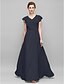 cheap Mother of the Bride Dresses-Sheath / Column Mother of the Bride Dress Elegant Plus Size V Neck Floor Length Chiffon Sleeveless with Criss Cross Appliques 2024