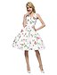 cheap Women&#039;s Dresses-Women&#039;s Plus Size Party Club Vintage Sheath Swing Dress - Floral Backless Halter Neck Cotton White S M L XL