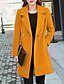 cheap Outerwear Clearance-Women&#039;s Winter Coat Coat Work Street Business Fall Winter Long Coat Slim Windproof Warm Streetwear Business Elegant Jacket Long Sleeve Solid Color Pocket Black Yellow Red