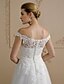 cheap Wedding Dresses-Engagement Open Back Royal Style Formal Wedding Dresses Ball Gown Off Shoulder Cap Sleeve Court Train Lace Bridal Gowns With Sashes / Ribbons Bow(s) 2024