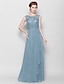 cheap Mother of the Bride Dresses-Sheath / Column Scoop Neck Floor Length Chiffon / Lace Mother of the Bride Dress with Lace by LAN TING BRIDE® / See Through