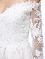 cheap Wedding Dresses-A-Line Off Shoulder / V Wire Sweep / Brush Train Organza / Floral Lace Made-To-Measure Wedding Dresses with Beading / Appliques / Flower by LAN TING BRIDE®