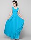 cheap Mother of the Bride Dresses-A-Line Square Neck Floor Length Chiffon Mother of the Bride Dress with Beading by LAN TING BRIDE®