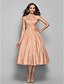 cheap Cocktail Dresses-A-Line Minimalist Elegant Cocktail Party Wedding Party Dress One Shoulder Sleeveless Tea Length Taffeta with Sash / Ribbon 2020