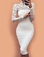 cheap Party Dresses-Women&#039;s Bodycon Party Dress Midi Dress White Black Red Long Sleeve Red Solid Colored Fall Winter Turtleneck Skinny Lace S M L XL / Sexy