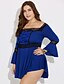 abordables Top femme grande taille-Chemise Femme Couleur Pleine Grande Taille Col Rond Dentelle du quotidien Fin de semaine Ample Polyester / Sexy