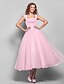 cheap Special Occasion Dresses-Ball Gown Elegant Dress Homecoming Tea Length Sleeveless Square Neck Tulle with Ruched Draping 2022