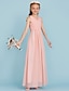Χαμηλού Κόστους Φορέματα για παρανυφάκια-Ίσια Γραμμή Μακρύ Λαιμόκοψη V Σιφόν Junior Bridesmaid Dresses &amp; Gowns Με Χιαστί Νυφικά Φορέματα 4-16 ετών