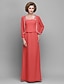 Χαμηλού Κόστους Φορέματα για τη Μητέρα της Νύφης-Ίσια Γραμμή Φόρεμα Μητέρας της Νύφης Πολυμορφικά φορέματα Λουριά Μακρύ Σιφόν Μακρυμάνικο με Χάντρες 2021