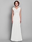 cheap Mother of the Bride Dresses-Sheath / Column V Neck Floor Length Chiffon Mother of the Bride Dress with Side Draping by LAN TING BRIDE®