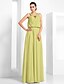 abordables Robes de cérémonie-Ball Gown Cut Out Dress Prom Floor Length Sleeveless Scoop Neck Chiffon with Criss Cross Beading 2022 / Formal Evening / Keyhole