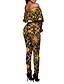 cheap Women&#039;s Jumpsuits-Women&#039;s Jumpsuit Backless Print Boat Neck Party Holiday Slim Short Sleeve Black Yellow S M L Fall