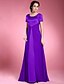 cheap Mother of the Bride Dresses-A-Line Mother of the Bride Dress Elegant Scoop Neck Floor Length Chiffon Satin Short Sleeve No with Beading 2024