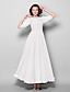 お買い得  マダムドレス-A-Line Mother of the Bride Dress Elegant Jewel Neck Ankle Length Chiffon Half Sleeve with Sash / Ribbon Ruched 2023