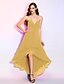 cheap Special Occasion Dresses-A-Line Elegant High Low Cocktail Party Prom Dress V Wire Sleeveless Asymmetrical Georgette with Ruched Draping 2021