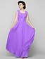 cheap Mother of the Bride Dresses-A-Line Square Neck Floor Length Chiffon Mother of the Bride Dress with Beading by LAN TING BRIDE®