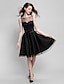 Χαμηλού Κόστους Φορέματα ειδικών περιστάσεων-Γραμμή Α / Εφαρμοστό &amp; Εμβαζέ Illusion Seckline Μέχρι το γόνατο Σατέν / Τούλι Φόρεμα με Ζώνη / Κορδέλα με TS Couture®