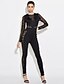 cheap Women&#039;s Jumpsuits-Women&#039;s Jumpsuit Mesh Lace Solid Colored Round Neck Daily Club Slim Slim Long Sleeve Black S M L Fall