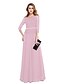 Недорогие Платья для матери невесты-A-Line Mother of the Bride Dress Elegant Jewel Neck Floor Length Chiffon Lace Bodice 3/4 Length Sleeve with Sash / Ribbon Beading 2023