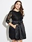 cheap Romantic Lace Dresses-Women&#039;s Lace Plus Size Going out Sophisticated Lace Little Black Skater Dress - Solid Colored Boat Neck Spring Black XXXL XXXXL XXXXXL