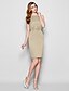 cheap Mother of the Bride Dresses-Sheath / Column Mother of the Bride Dress Bateau Neck Knee Length Satin Sleeveless with Sequin