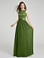 cheap The Wedding Store-Sheath / Column Bridesmaid Dress Bateau Neck Sleeveless Elegant Floor Length Chiffon / Lace Bodice with Lace / Sash / Ribbon 2022
