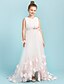 cheap Junior Bridesmaid Dresses-Princess Sweep / Brush Train Junior Bridesmaid Dress Party Satin V Neck with Sashes / Ribbons 2022 / Wedding Party